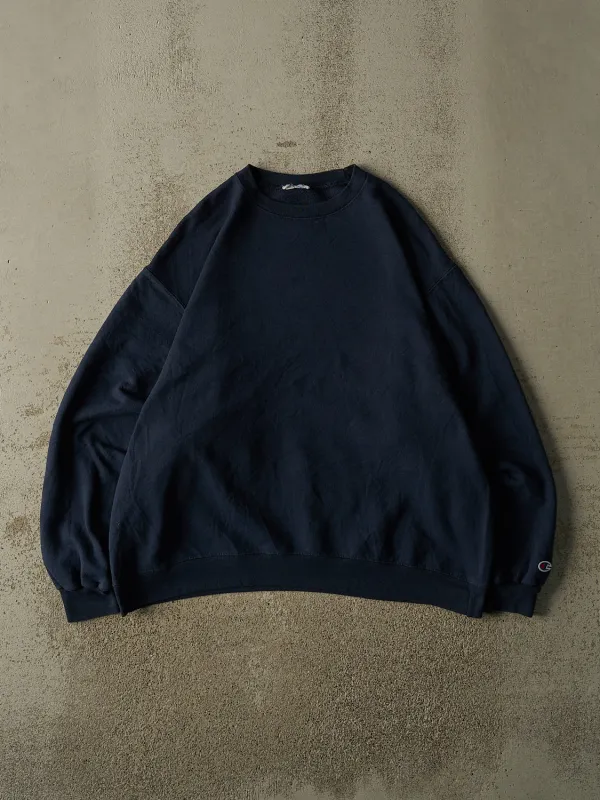 Vintage 90s Navy Blue Champion Blank Crewneck (XL) made by Rebalance Vintage
