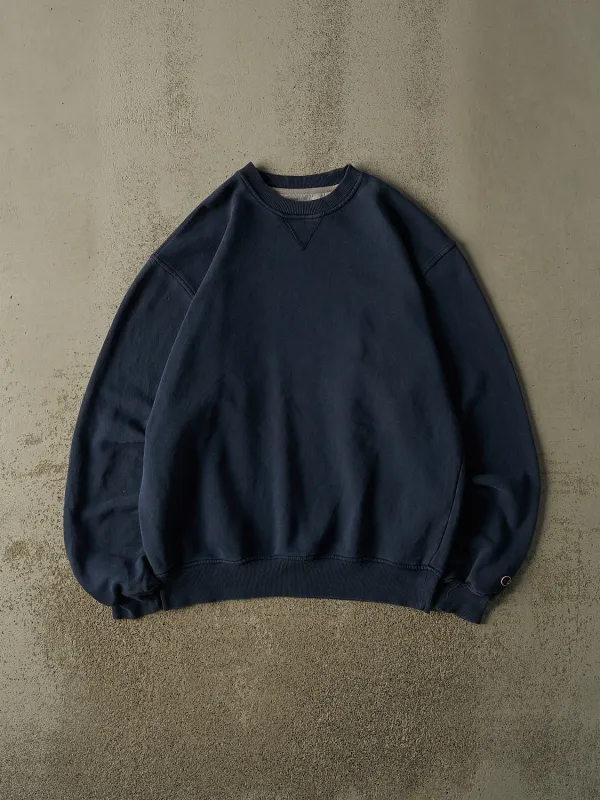 Vintage Y2K Faded Navy Champion Blank Crewneck (XL/XXL) made by Rebalance Vintage