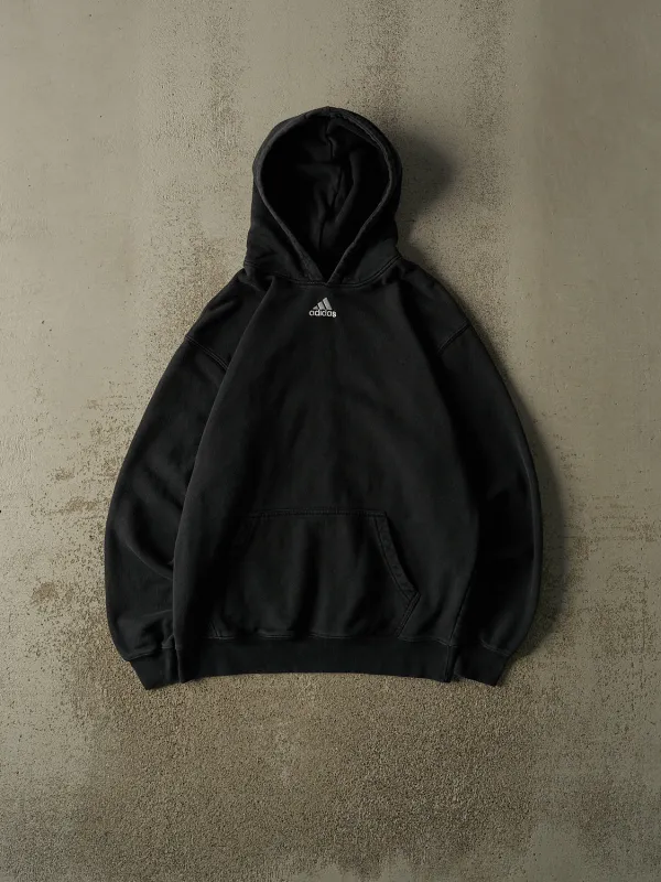 Vintage 90s Faded Black Adidas Embroidered Hoodie (M) made by Rebalance Vintage