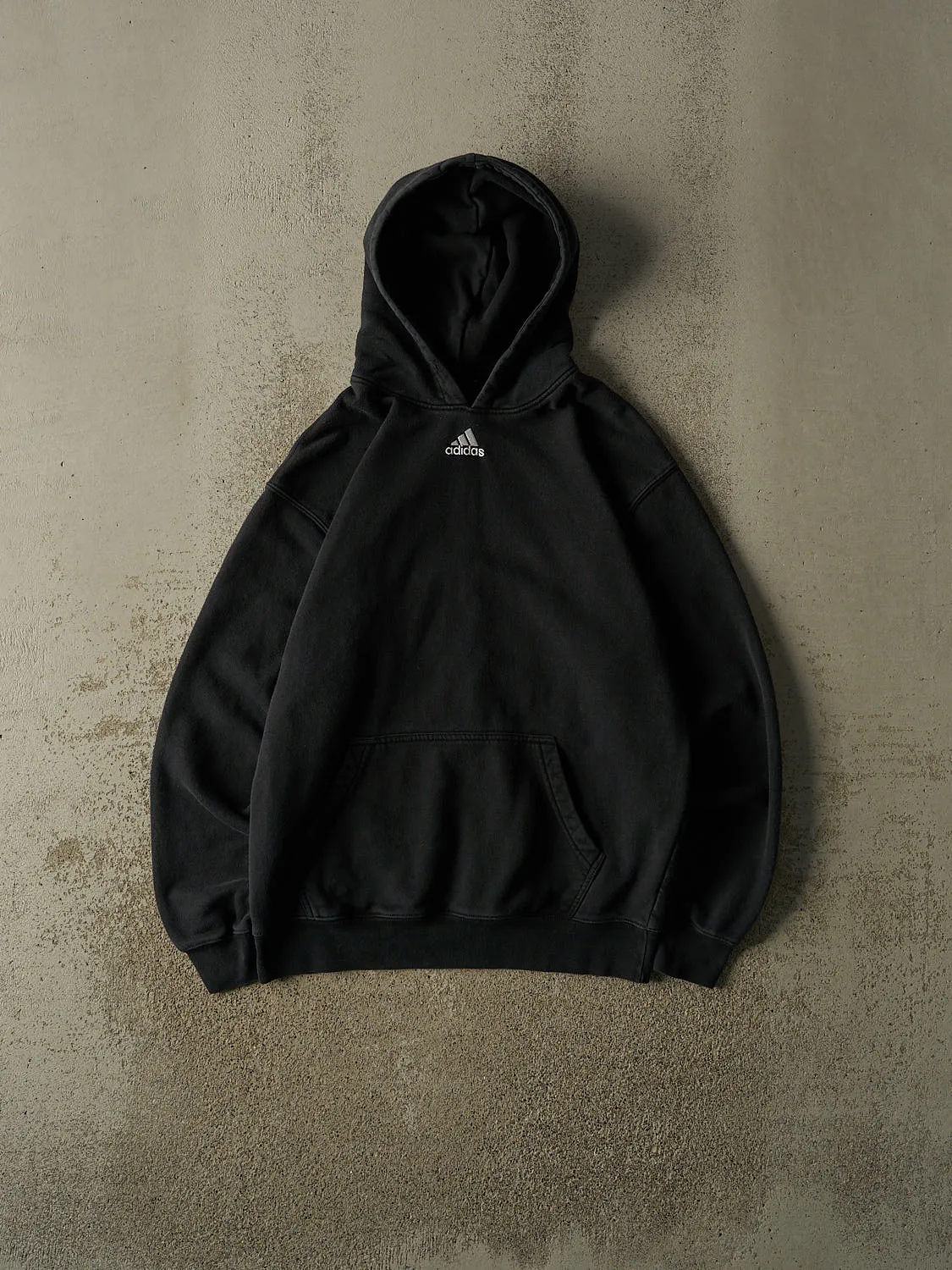 Vintage 90s Faded Black Adidas Embroidered Hoodie (M) sold by Rebalance Vintage
