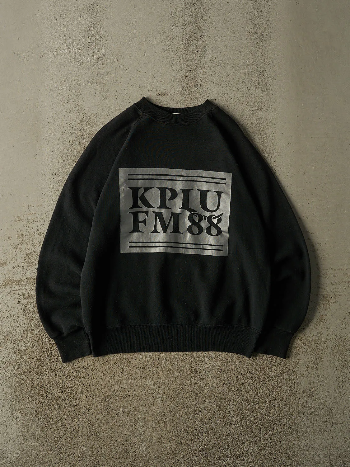 Vintage 80s Black KPLU FM 88 Crewneck (S) sold by Rebalance Vintage
