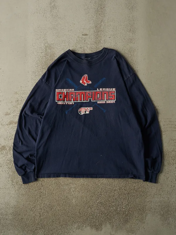 Vintage 07' Navy Blue Boston Red Sox AL Champions Long Sleeve (L) made by Rebalance Vintage