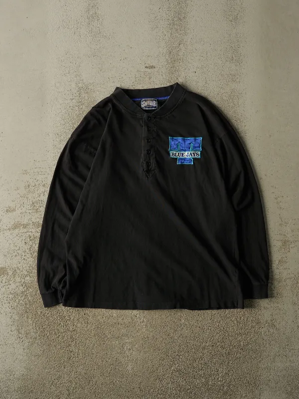 Vintage 90s Black Toronto Blue Jays Quarter Button Long Sleeve (M) made by Rebalance Vintage