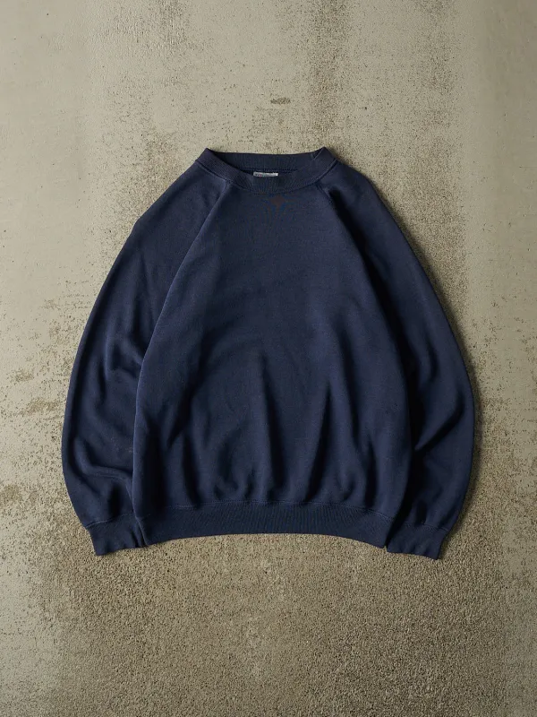 Vintage 80s Navy Blue Blank Crewneck (XS) made by Rebalance Vintage
