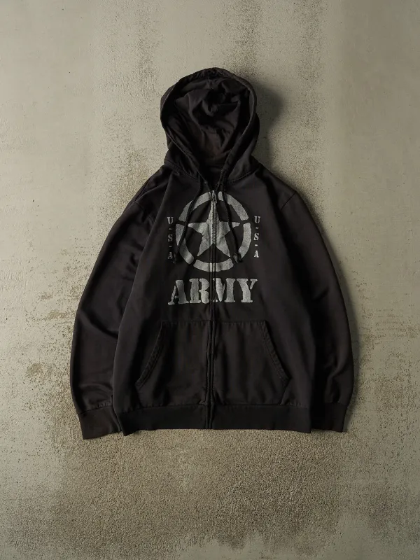 Vintage 90s Black United States Army Zip Up Hoodie (L/XL) made by Rebalance Vintage