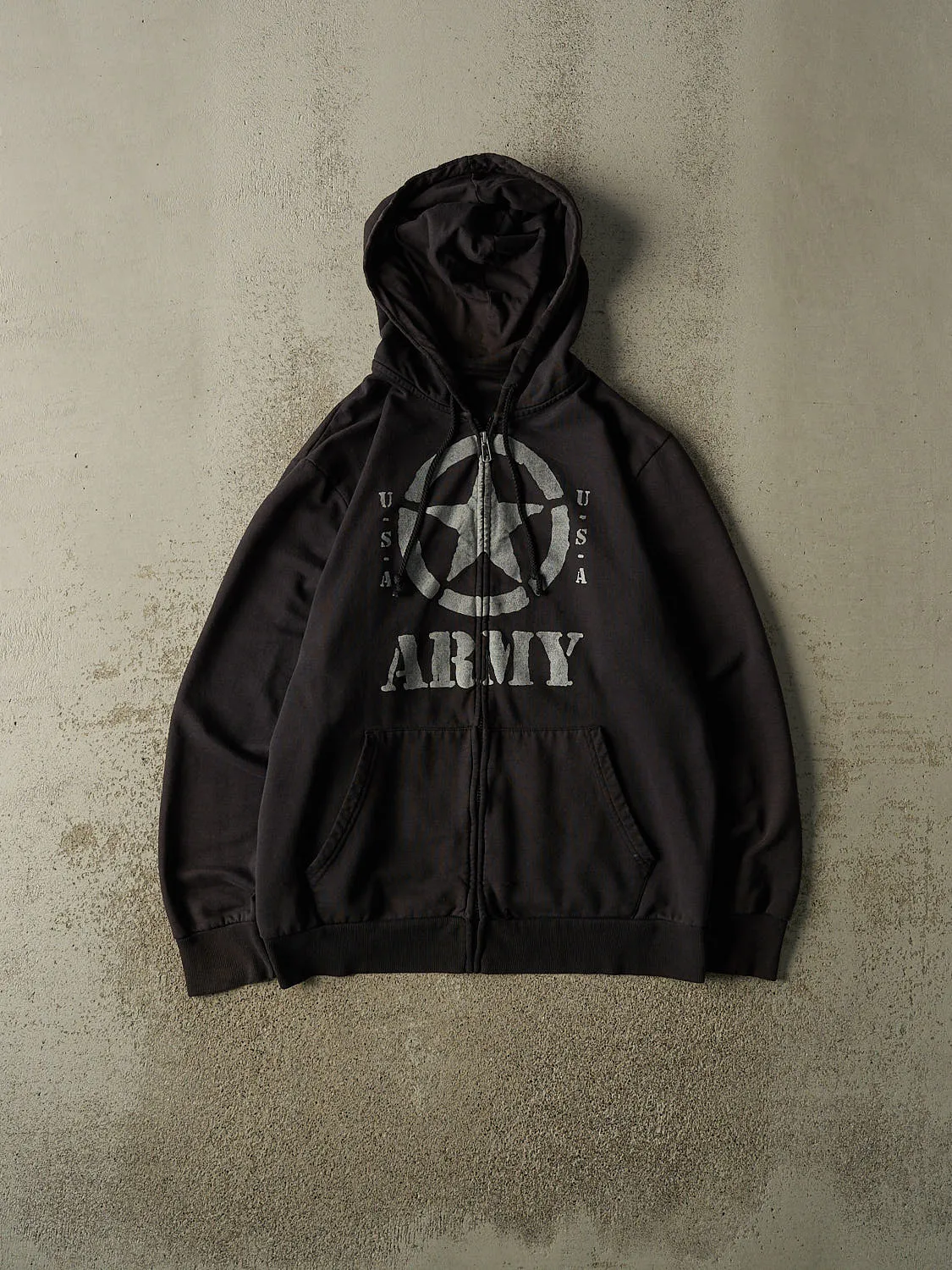 Vintage 90s Black United States Army Zip Up Hoodie (L/XL) sold by Rebalance Vintage
