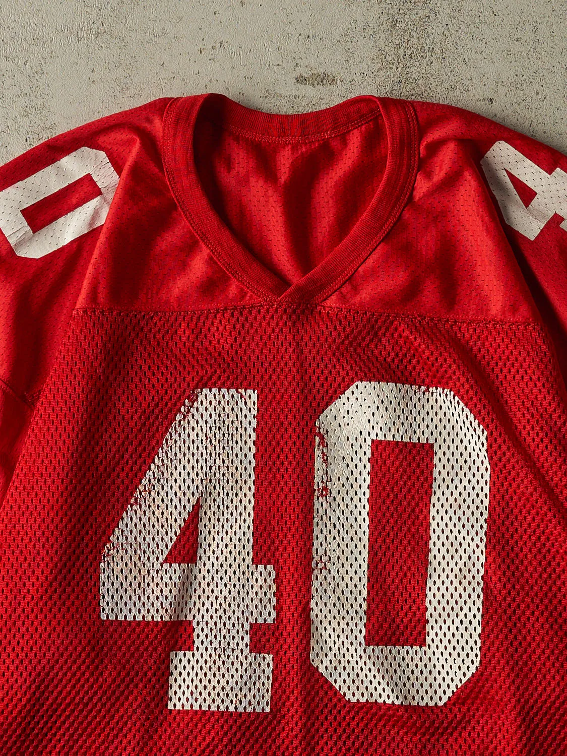 Vintage 90s Red University Of Utah Football Jersey (L/XL) sold by Rebalance Vintage product image thumbnail 3