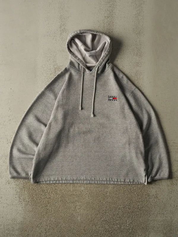 Vintage 90s Grey Tommy Jeans Embroidered Lightweight Hoodie (L/XL) made by Rebalance Vintage