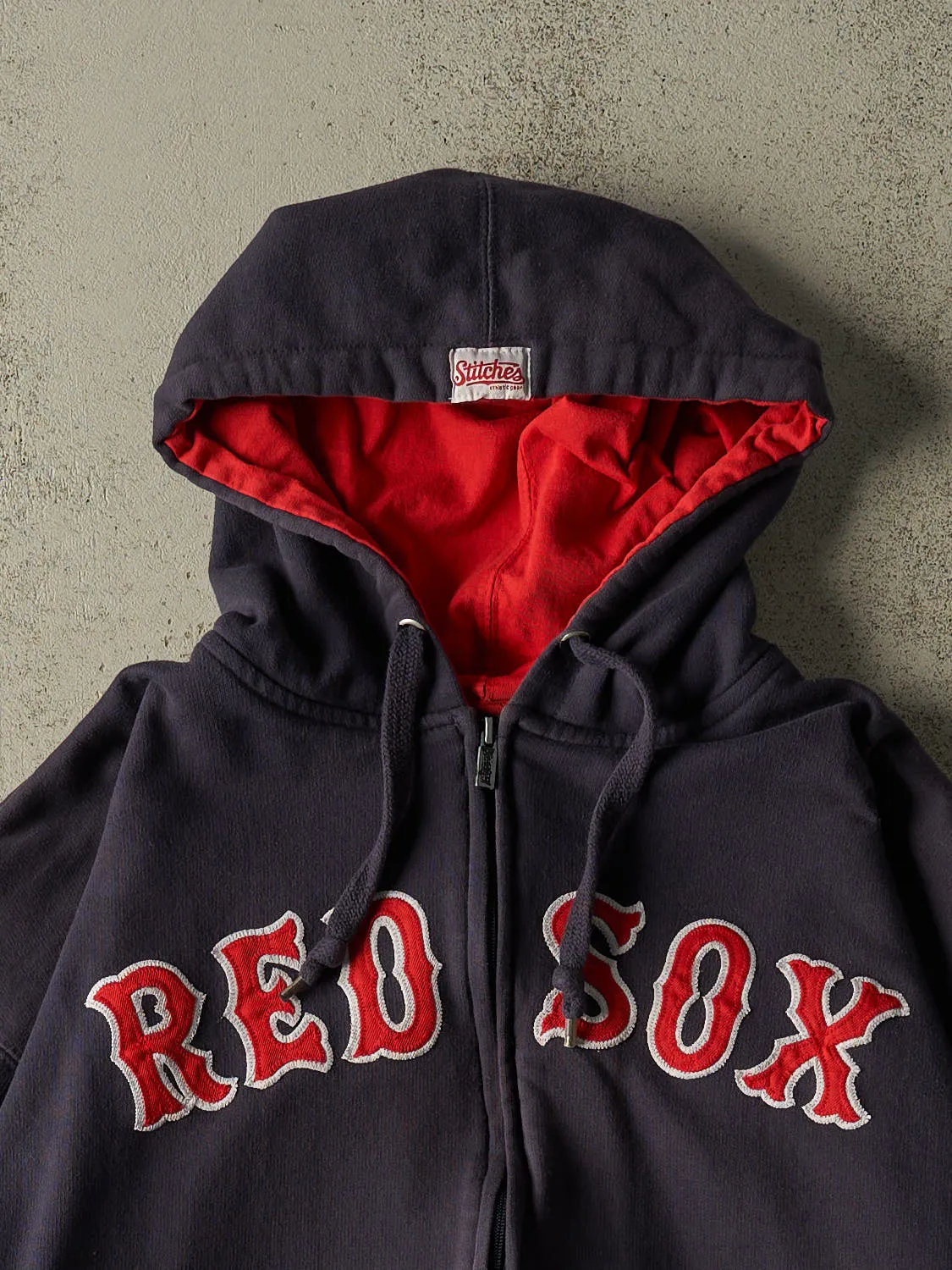Vintage Y2K Navy Blue Boston Red Sox Zip Up Hoodie (L/XL) sold by Rebalance Vintage product image thumbnail 4