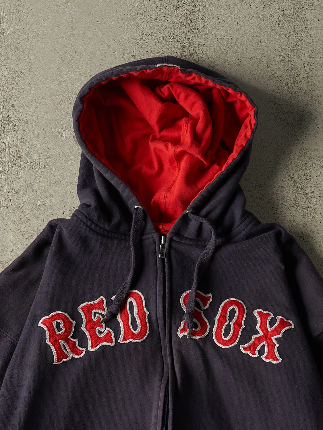 Vintage Y2K Navy Blue Boston Red Sox Zip Up Hoodie (L/XL) sold by Rebalance Vintage product image thumbnail 2
