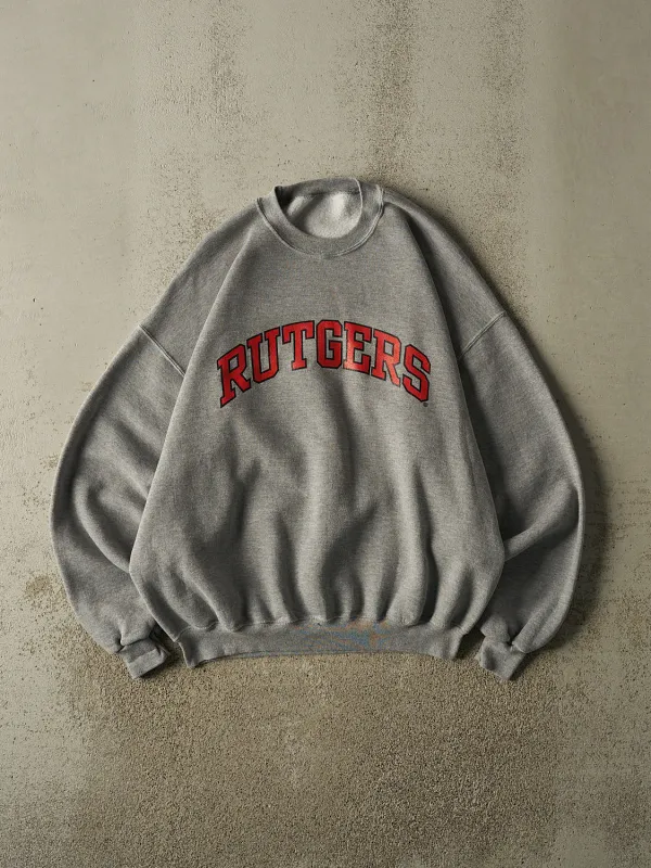 Vintage 90s Grey Rutgers University Crewneck (XL) made by Rebalance Vintage