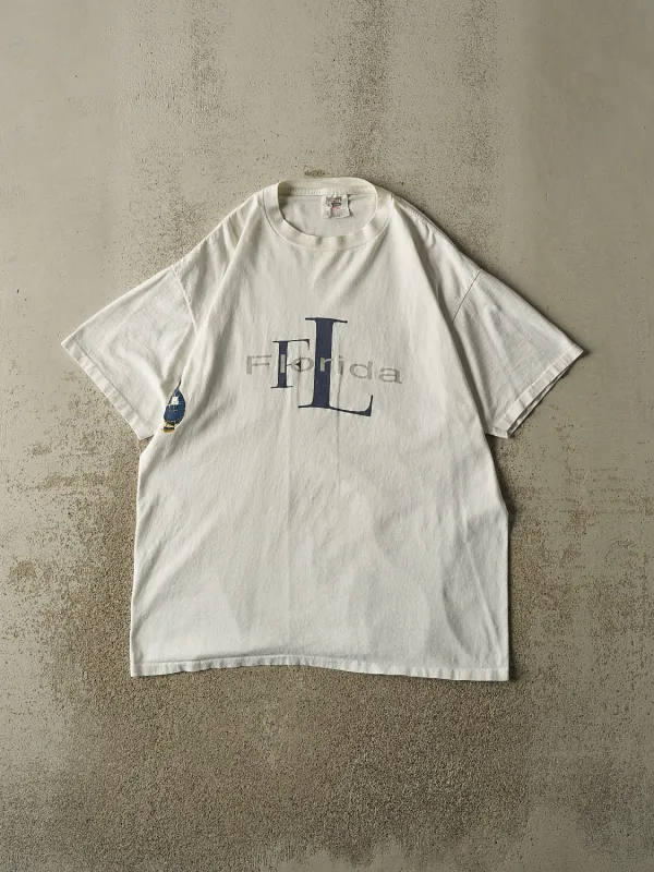 Vintage 90s White Florida Single Stitch Tee (L/XL) made by Rebalance Vintage