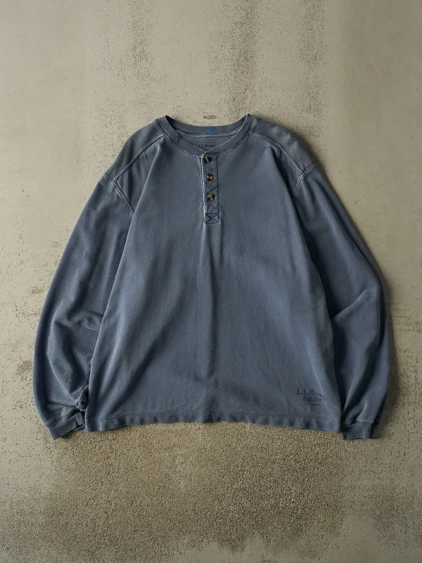 Vintage Y2K Washed Blue LL Bean Quarter Button Long Sleeve (XL/XXL) made by Rebalance Vintage