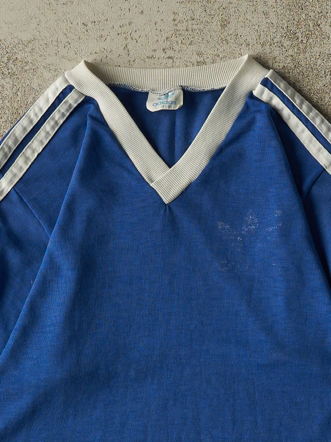 Vintage 80s Blue Adidas Jersey Tee (XS/S) sold by Rebalance Vintage product image thumbnail 2