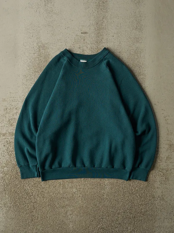 Vintage 80s Teal Blank Crewneck (XS) made by Rebalance Vintage