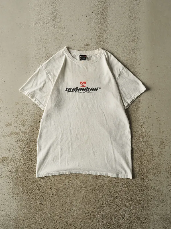 Vintage Y2K White Quiksilver Logo Tee (S/M) made by Rebalance Vintage