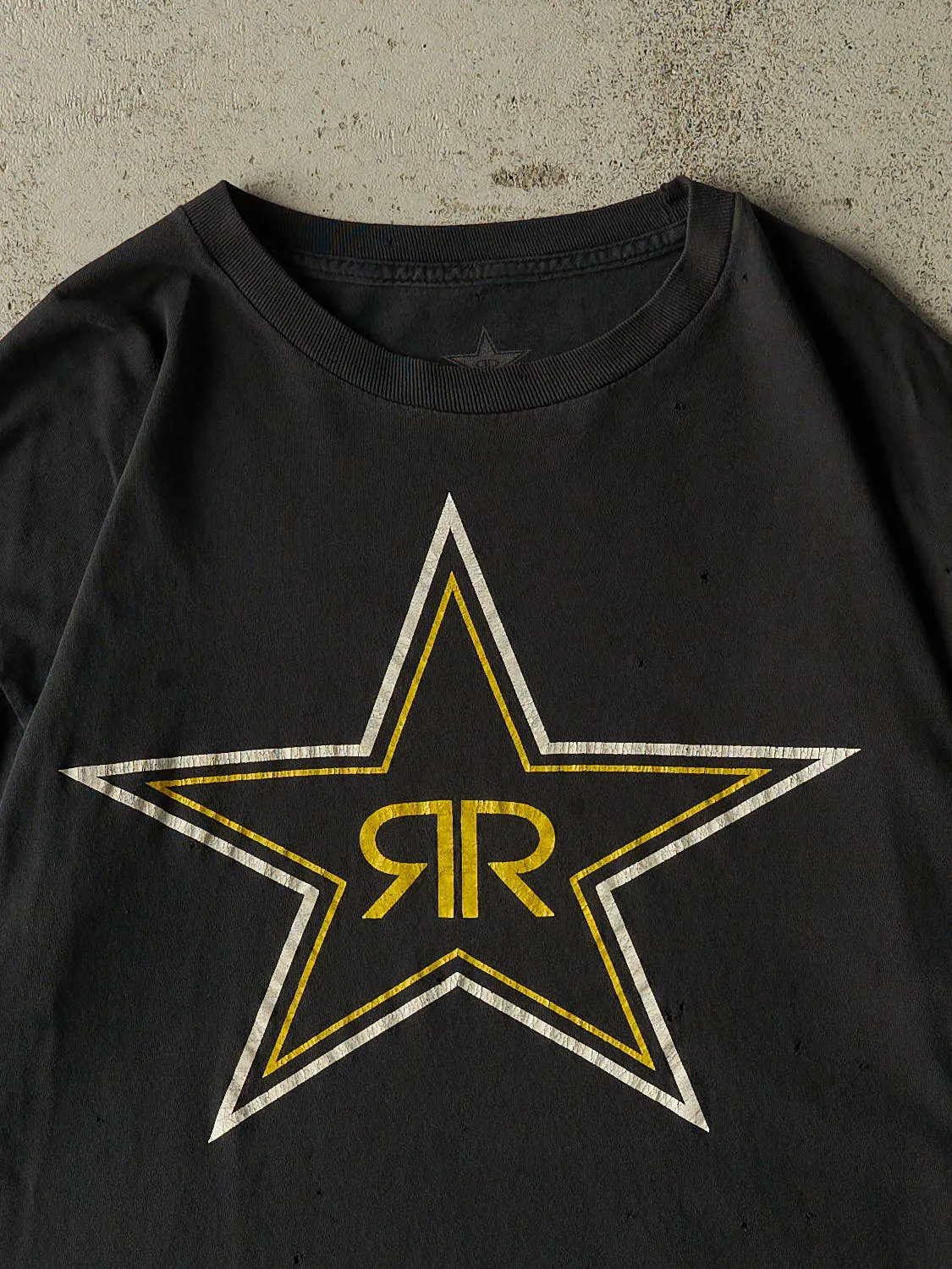 Vintage Y2K Faded Black Rockstar Logo Tee (L/XL) sold by Rebalance Vintage product image thumbnail 2