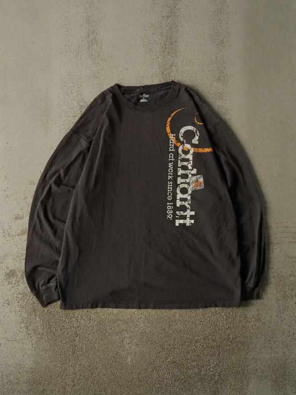 Vintage Y2K Faded Black Carhartt Logo Long Sleeve (XL/XXL) made by Rebalance Vintage