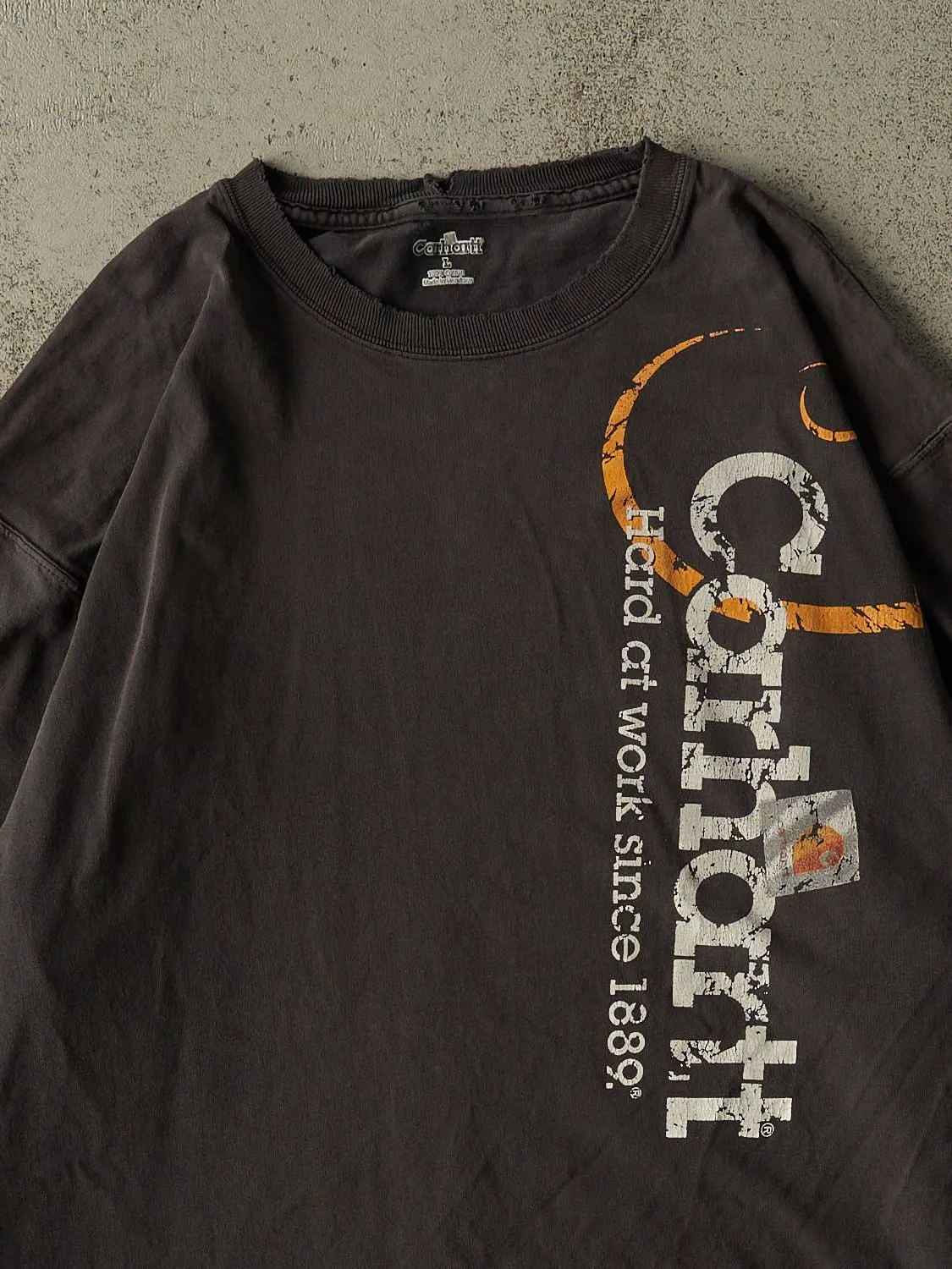 Vintage Y2K Faded Black Carhartt Logo Long Sleeve (XL/XXL) sold by Rebalance Vintage product image thumbnail 3