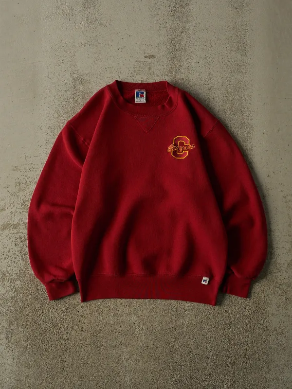 Vintage 90s Burgundy Russell Athletic Cougars Embroidered Crewneck (XS) made by Rebalance Vintage