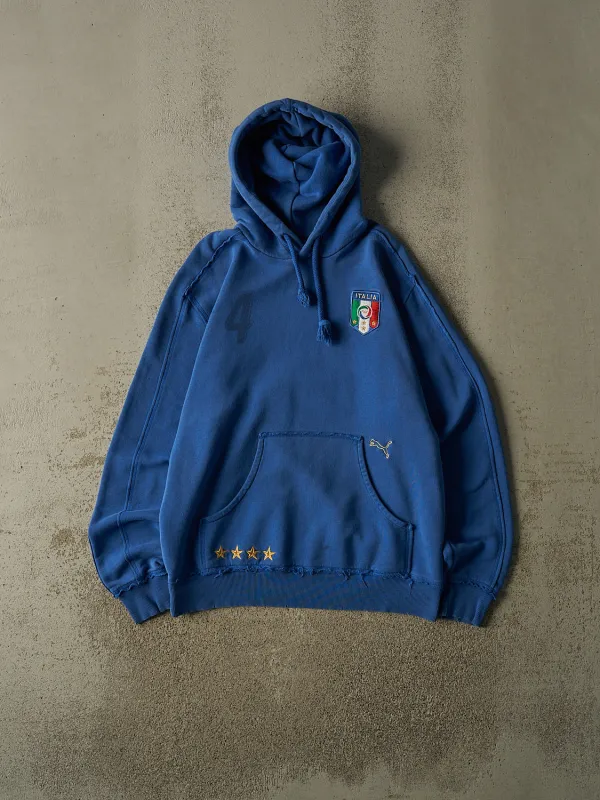 Vintage Y2K Blue Italy Soccer Hoodie (L/XL) made by Rebalance Vintage