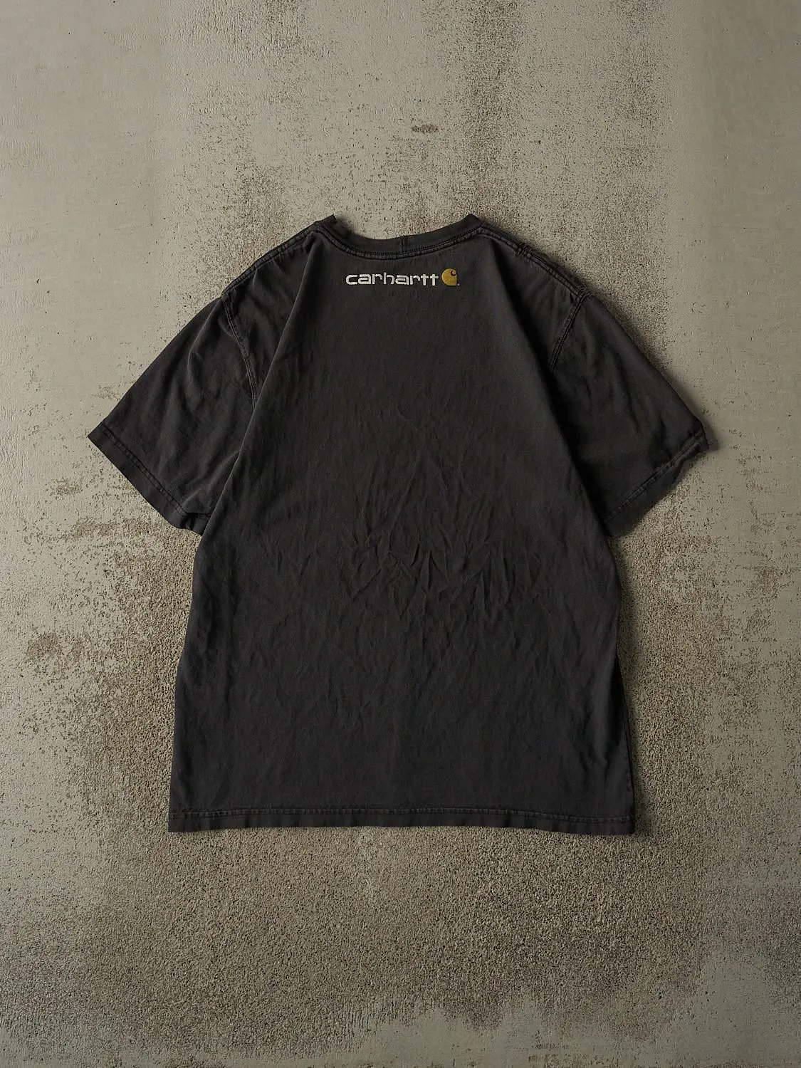 Vintage Y2K Faded Black Carhartt Logo Tee (L) sold by Rebalance Vintage product image thumbnail 2
