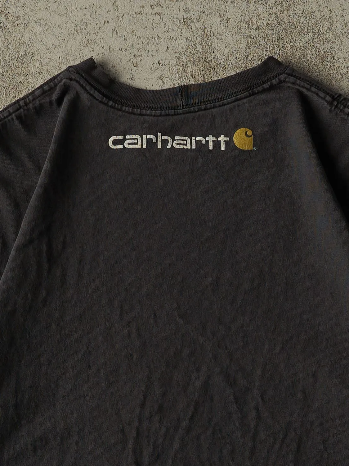 Vintage Y2K Faded Black Carhartt Logo Tee (L) sold by Rebalance Vintage product image thumbnail 4