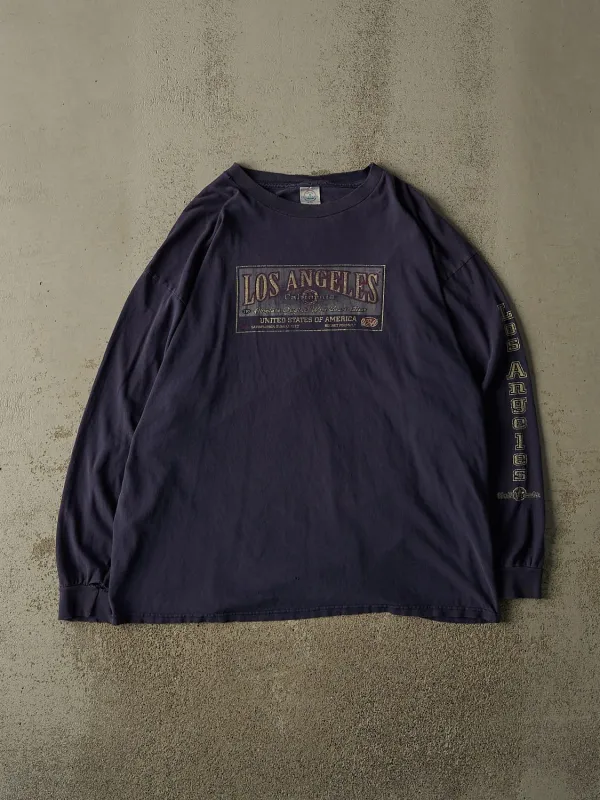 Vintage Y2K Navy Blue Los Angeles California Long Sleeve (XL) made by Rebalance Vintage