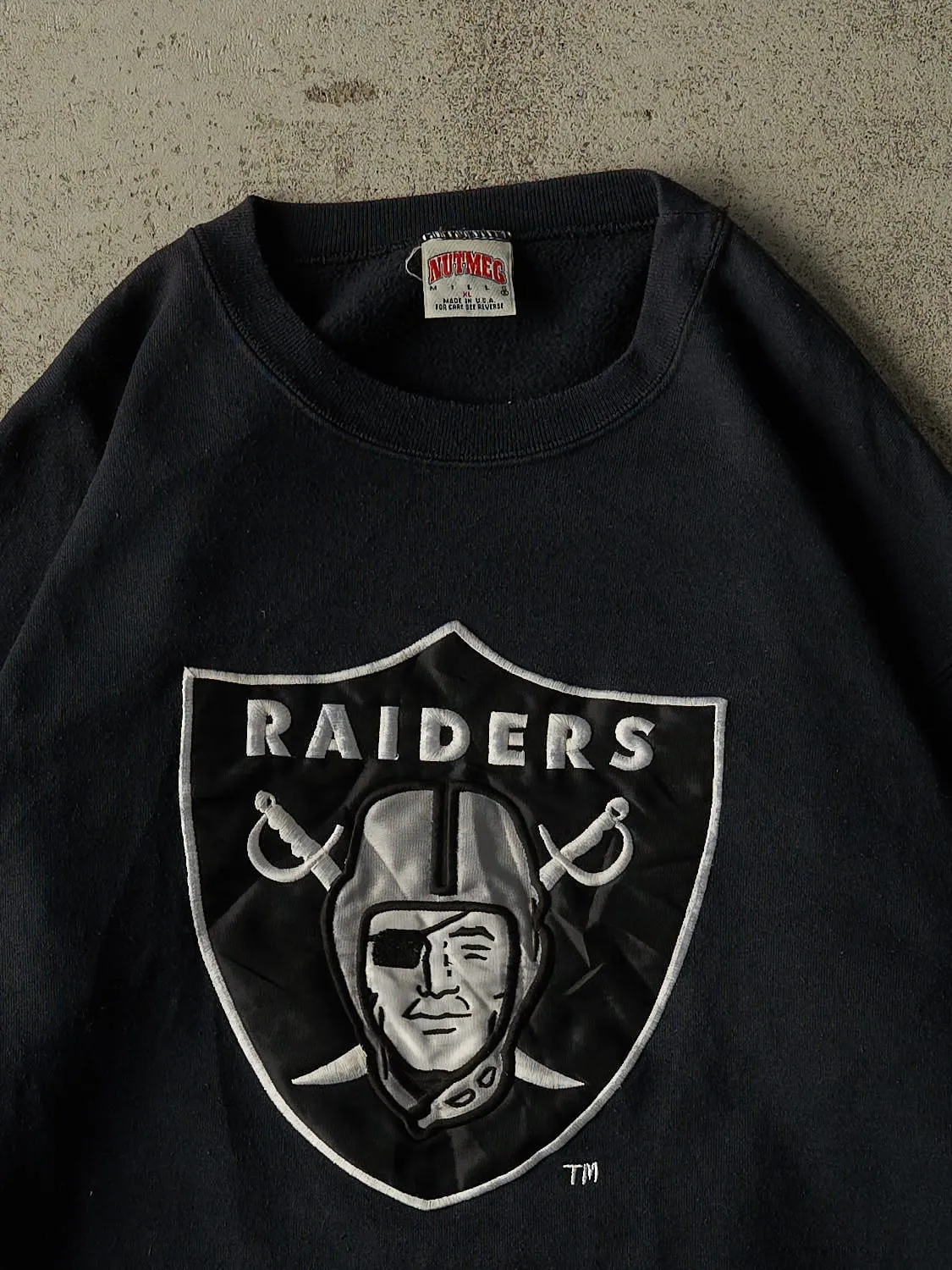 Vintage 90s Black Oakland Raiders Embroidered Crewneck (L/XL) sold by Rebalance Vintage product image thumbnail 3
