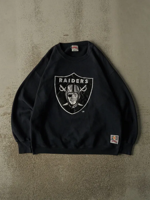 Vintage 90s Black Oakland Raiders Embroidered Crewneck (L/XL) made by Rebalance Vintage