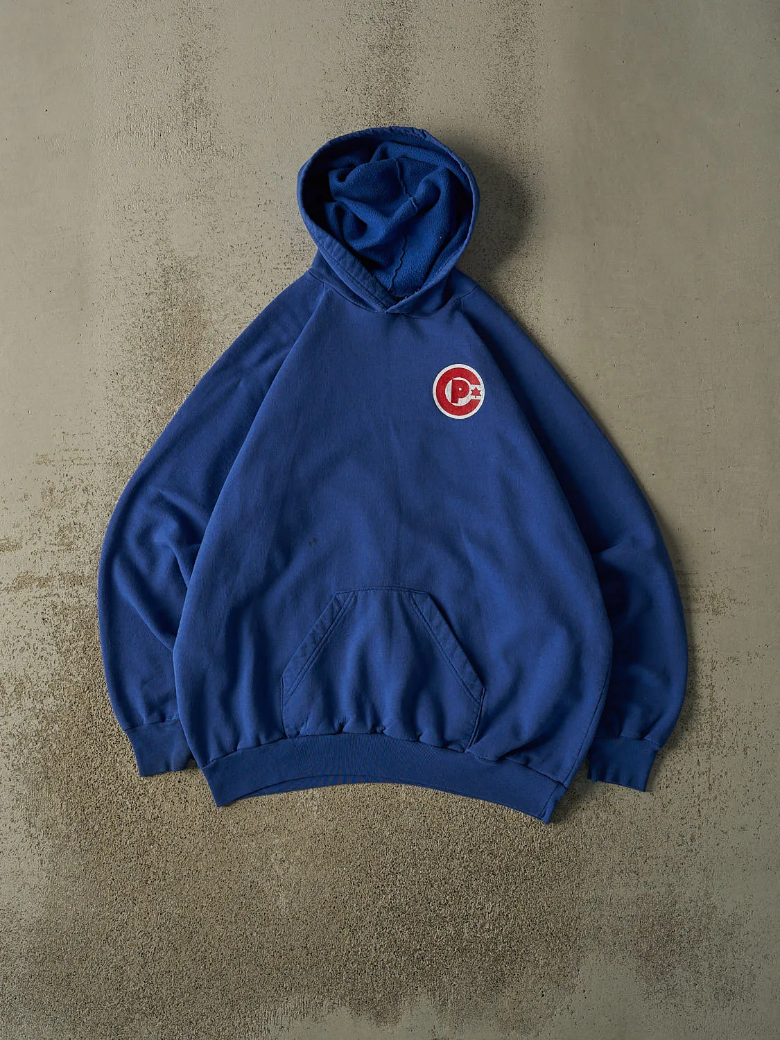 Vintage 90s Blue Logo Hoodie (L/XL) sold by Rebalance Vintage