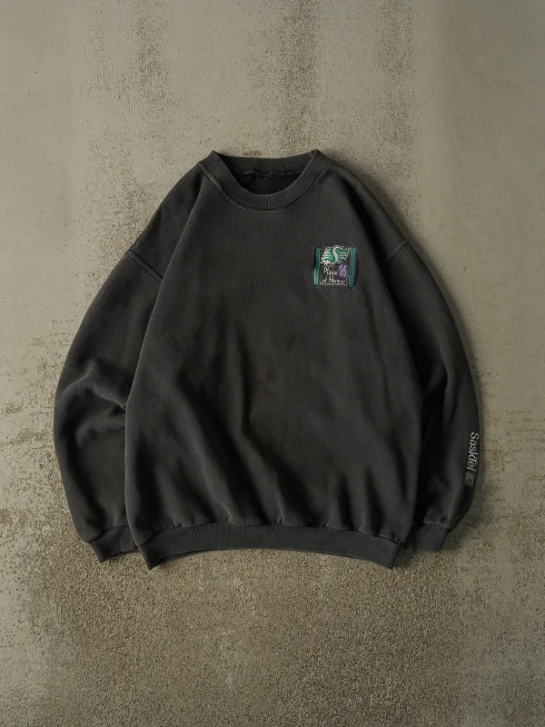 Vintage 96' Faded Black Saskatchewan Roughriders Embroidered Crewneck (L/XL) made by Rebalance Vintage