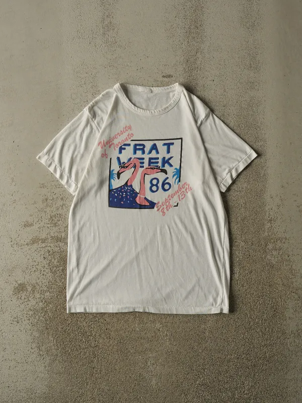 Vintage 86' White RARE University of Toronto Frat Week Single Stitch Tee (S/M) made by Rebalance Vintage