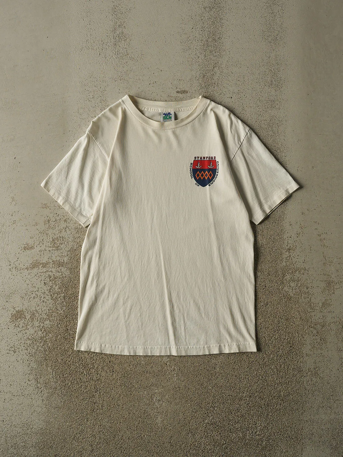 Vintage 80s White Stanford University School of Engineering Single Stitch Tee (S/M) sold by Rebalance Vintage
