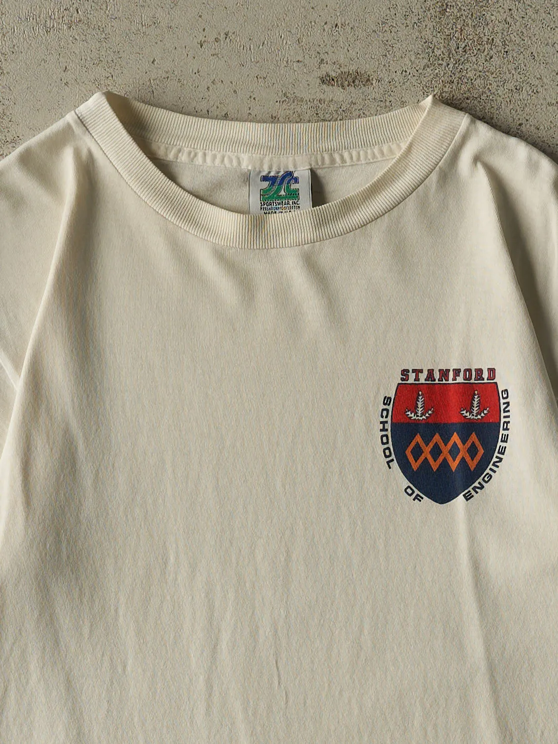 Vintage 80s White Stanford University School of Engineering Single Stitch Tee (S/M) sold by Rebalance Vintage product image thumbnail 2