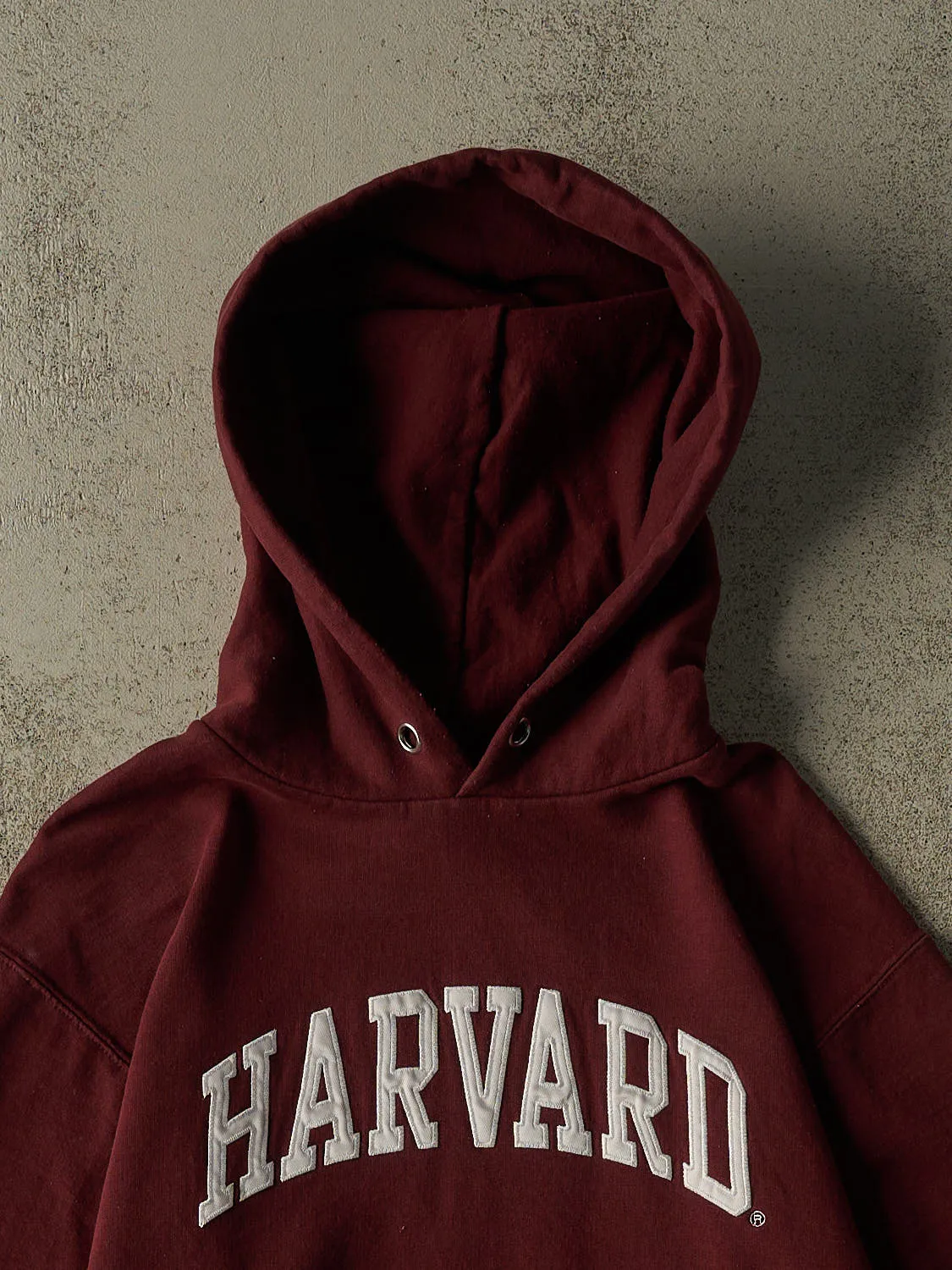 Vintage Y2K Burgundy Harvard University Champion Hoodie (S) sold by Rebalance Vintage product image thumbnail 2