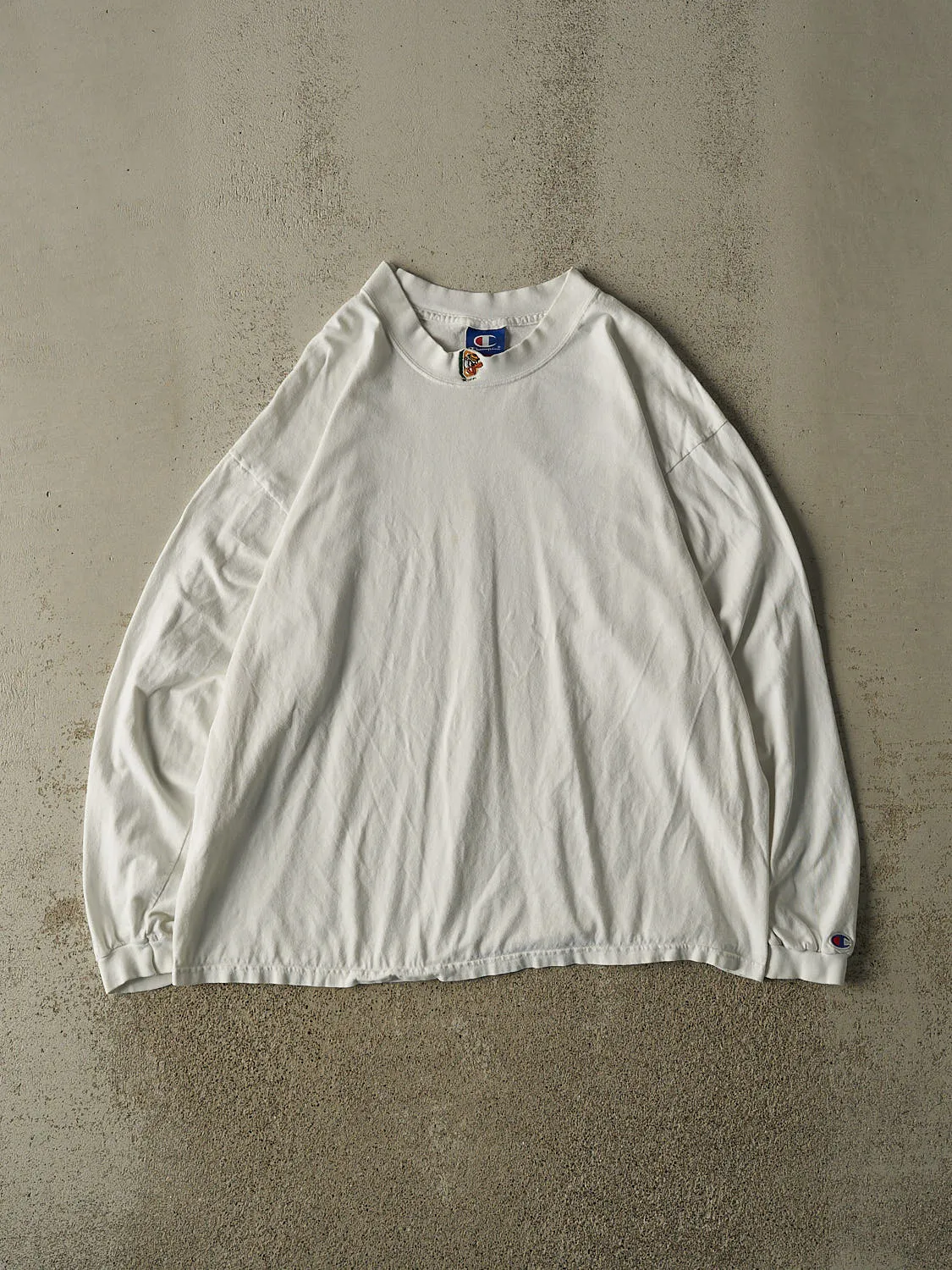 Vintage 90s White University of Oregon x Champion Long Sleeve (L/XL) sold by Rebalance Vintage