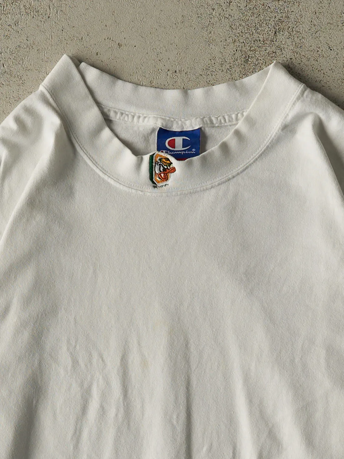 Vintage 90s White University of Oregon x Champion Long Sleeve (L/XL) sold by Rebalance Vintage product image thumbnail 2