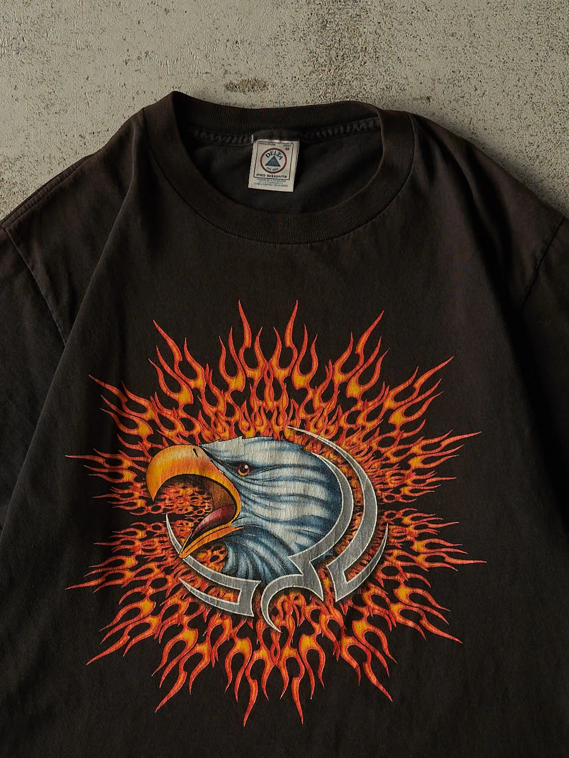 Vintage 90s Faded Black Flaming Eagle Tee (M/L) sold by Rebalance Vintage product image thumbnail 2