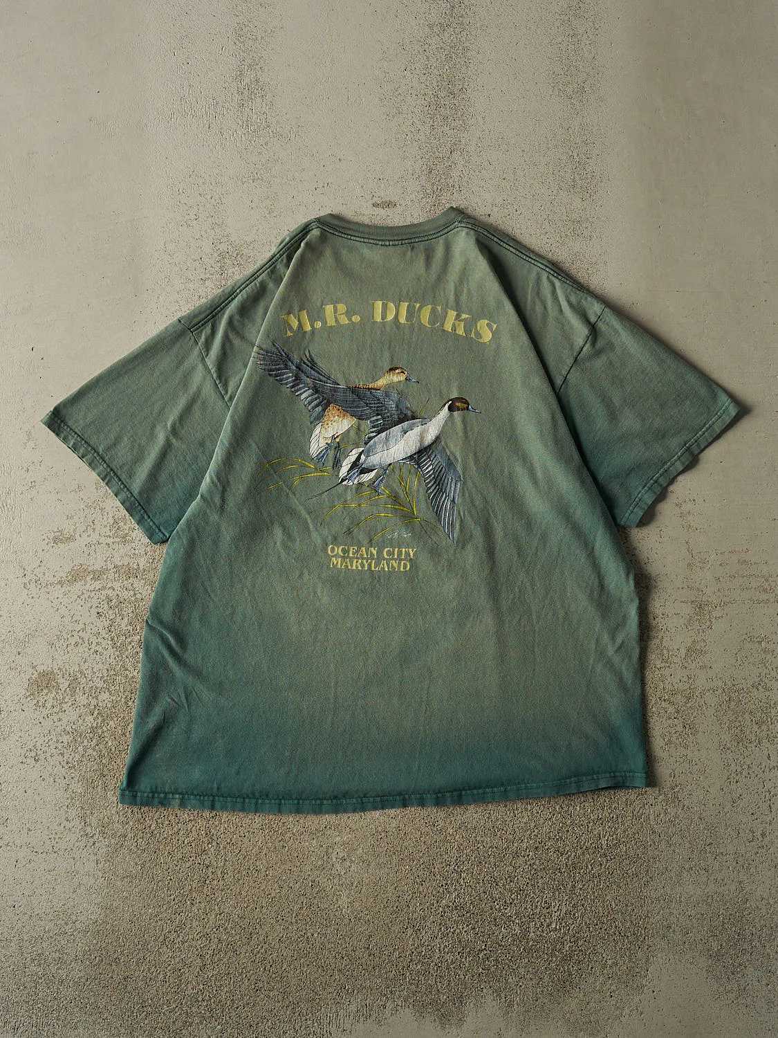 Vintage 01' Sun Faded Green M.R. Ducks Ocean City Maryland Tee (XL/XXL) sold by Rebalance Vintage product image thumbnail 3