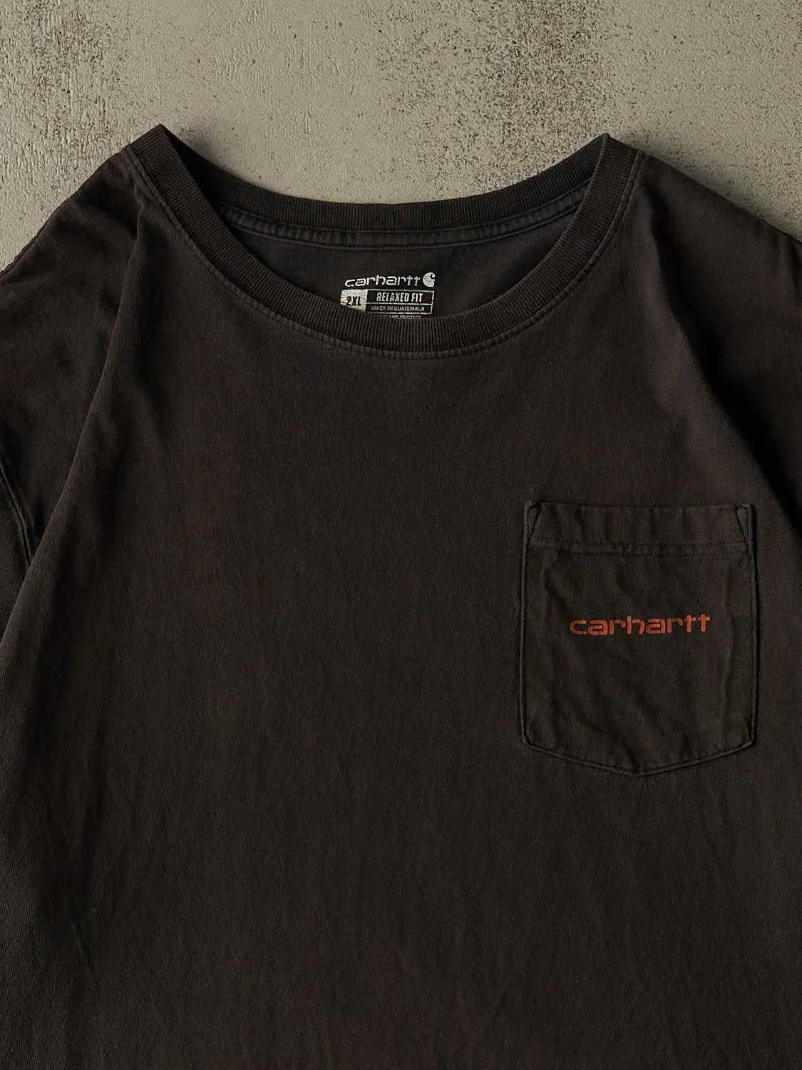 Vintage Y2K Sun Faded Black Carhartt Pocket Tee (XXL/XXXL) sold by Rebalance Vintage product image thumbnail 3