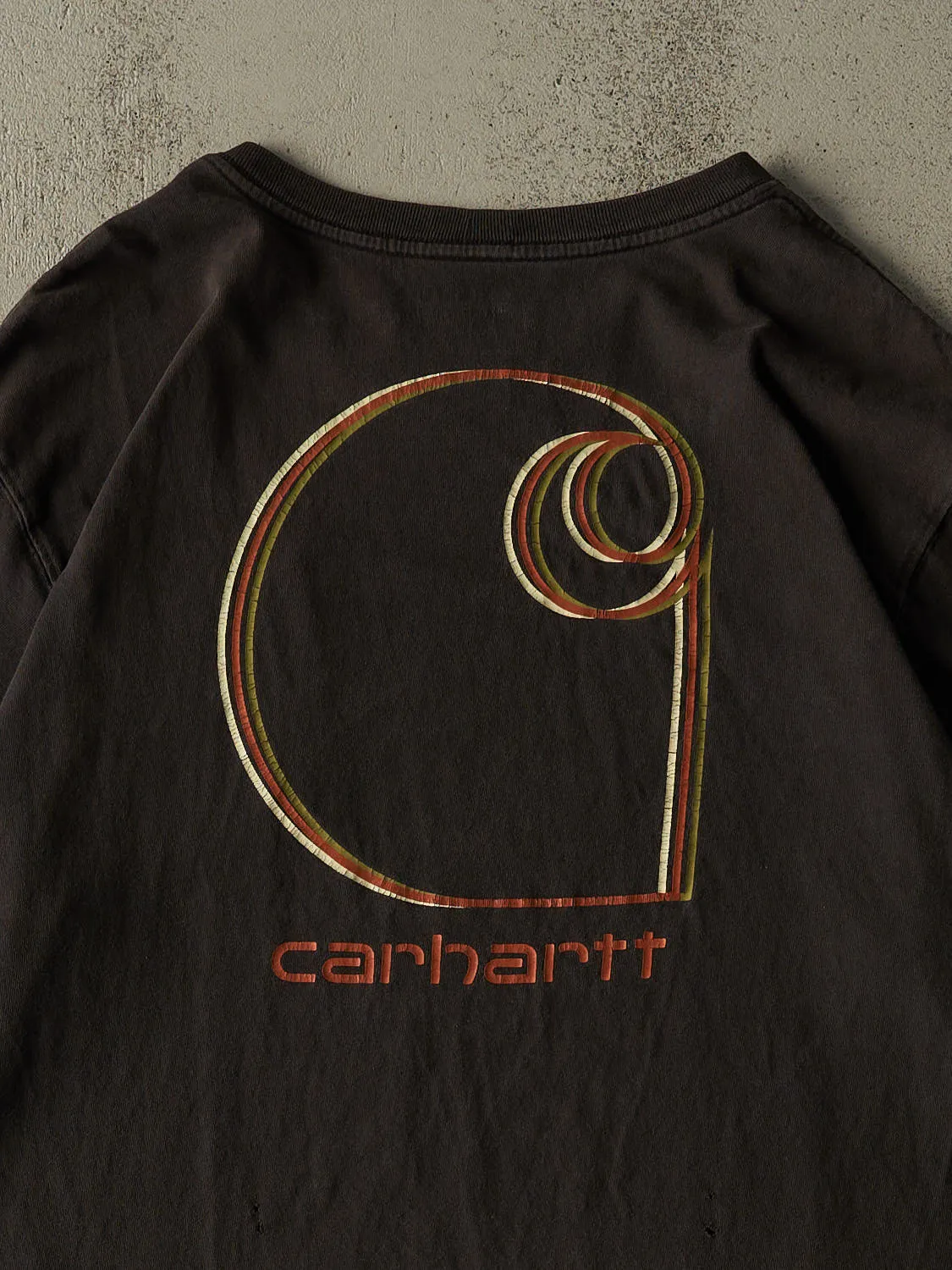 Vintage Y2K Sun Faded Black Carhartt Pocket Tee (XXL/XXXL) sold by Rebalance Vintage product image thumbnail 4