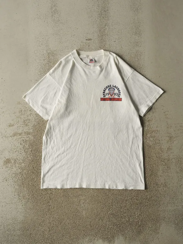 Vintage 93' White Syracuse University Lacrosse National Champs Single Stitch Tee (M/L) made by Rebalance Vintage