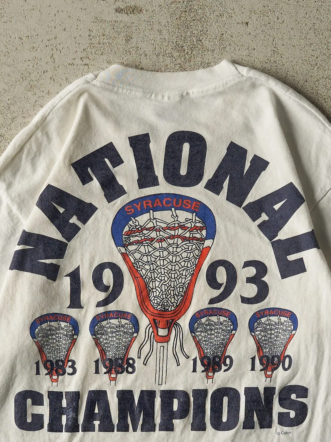 Vintage 93' White Syracuse University Lacrosse National Champs Single Stitch Tee (M/L) sold by Rebalance Vintage product image thumbnail 4
