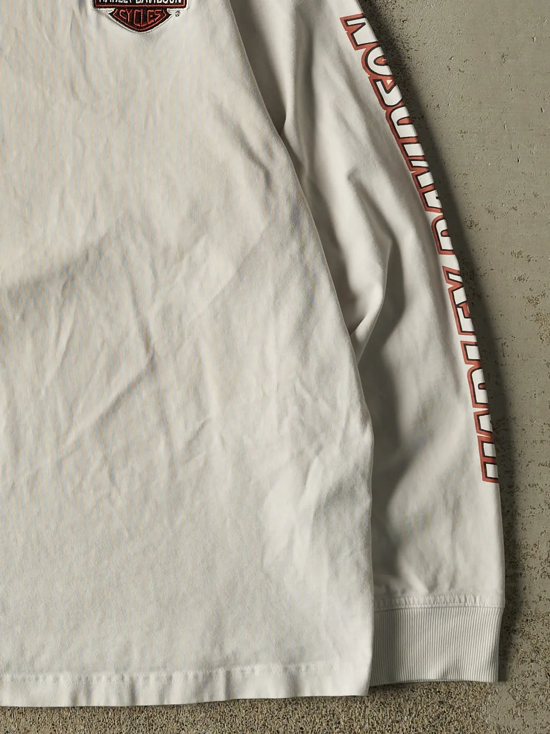 Vintage Y2K White Harley Davidson Embroidered Long Sleeve (XL) sold by Rebalance Vintage product image thumbnail 3