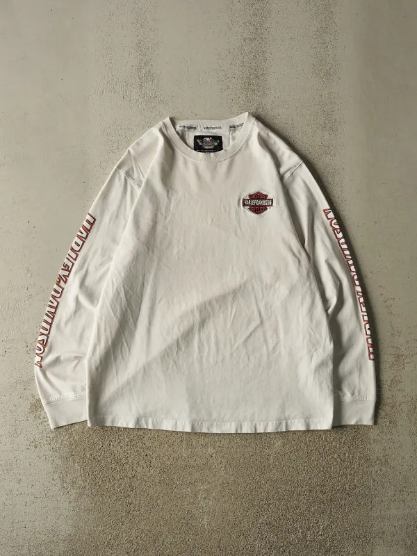 Vintage Y2K White Harley Davidson Embroidered Long Sleeve (XL) made by Rebalance Vintage