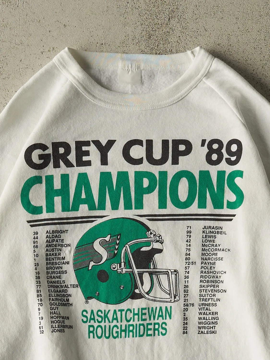 Vintage 89' White Saskatchewan Roughriders Grey Cup Champions Crewneck (M/L) sold by Rebalance Vintage product image thumbnail 2