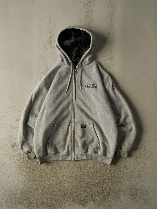 Vintage Y2K Grey Dickies Quilt Lined Heavyweight Zip Up Hoodie (XXL) made by Rebalance Vintage