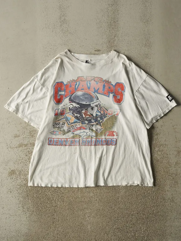 Vintage 97' White Denver Broncos AFC Champions Tee (L/XL) made by Rebalance Vintage
