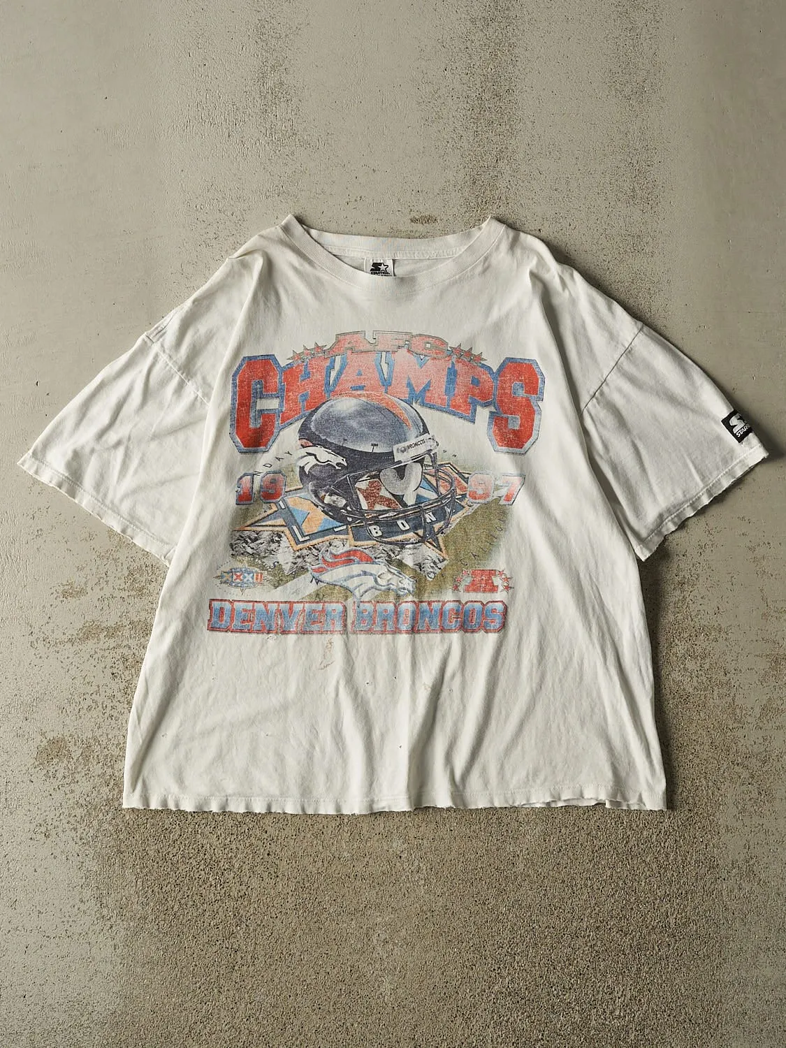 Vintage 97' White Denver Broncos AFC Champions Tee (L/XL) sold by Rebalance Vintage